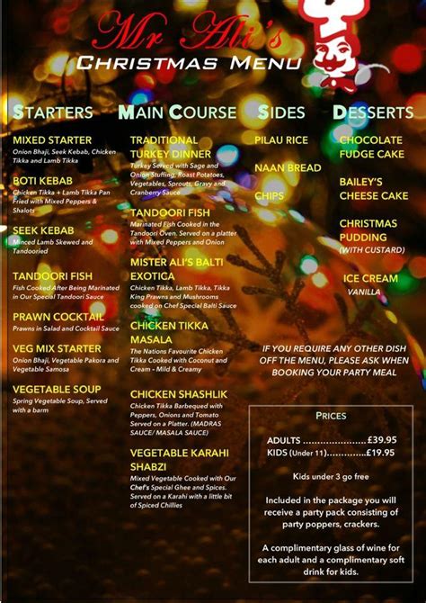ali's balti menu